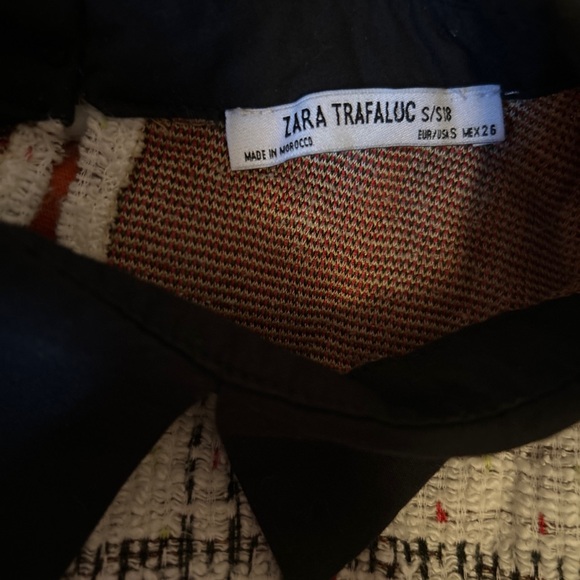 ZARA TRAFALUC COLLECTION White textured Black Collar Dress SMALL S/18 - Picture 2 of 4